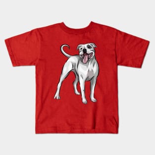 Cute White Staffordshire Bull Terrier Dog Kids T-Shirt